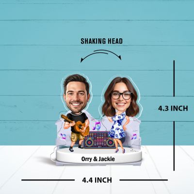 , Personalized Couple with Musical Theme Idol for Car Dashboard & Home Tabletop Decor Battery Powered Shaking Head Gift for Valentines Day, Birthday